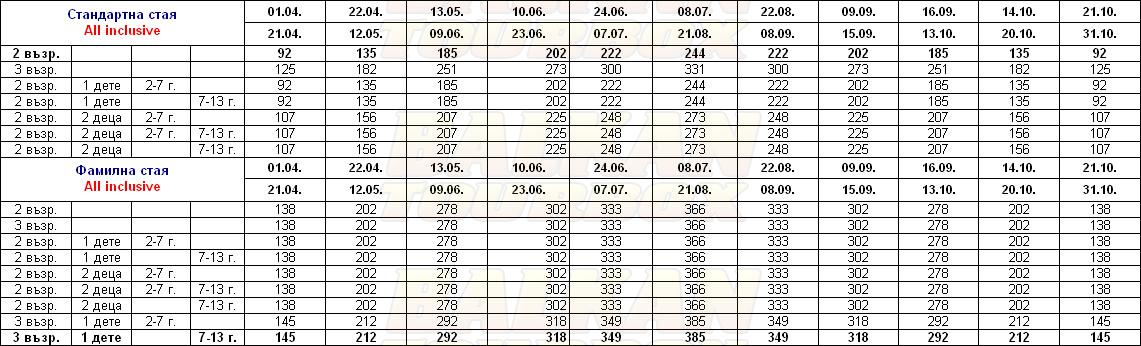 Paloma Grida Resort hotel price list , цени за хотел Paloma Grida Resort