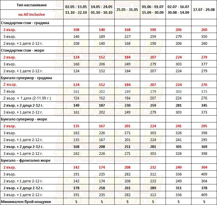 Louis Zante Beach hotel price list , цени за хотел Louis Zante Beach