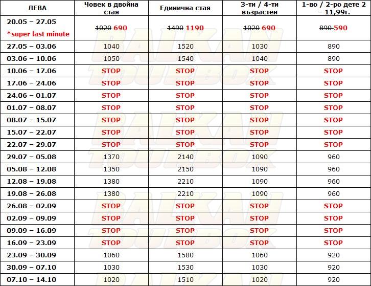 Eden Village Sikania Resort & Spa hotel price list , цени за хотел Eden Village Sikania Resort & Spa